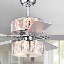 Bottom diameter x 12 in. Spera 5 Blade 52 Inch Chrome Lighted Ceiling Fans With Crystal Drum Shade Remote Controlled On Sale Overstock 23610402