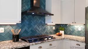 White Kitchen Blue Subway Tiles And Black Stainless Steel Appliances Black Stainless Steel Appliances Blue Kitchens Blue Subway Tile
