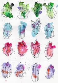 Watercolor Crystal Mineral Gem Set Royalty Free Watercolor Crystal Mineral Gem Set Stock Illustration Crystals Art Drawing Watercolor Gem Crystal Drawing