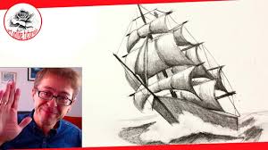 Okay start this first step by drawing out the guidelines and shapes of the pirate ship as shown. How To Draw An Old Ship With Pencil Drawing Techniques Youtube