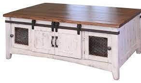Be prepared to expand your understanding of the farmhouse aesthetic. Greenview White Solid Pine Coffee Table 2 Sliding Doors Farmhouse Coffee Tables By Crafters And Weavers