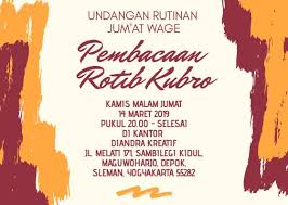 Adapula hari sangat buruk, yaitu yang jatuh pada rabu legi, minggu pahing, kamis pon, selasa wage, dan sabtu kliwon. Pembacaan Ratib Kubro Jumat Wage Jagad Budaya