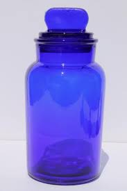 Blue glass jars with lids. Cobalt Blue Glass Bottle Canister Jar W Lid Vintage Glassware Made In Italy