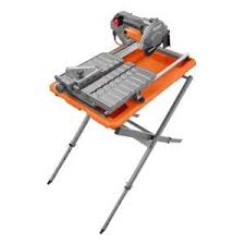 Ridgid 9 Amp Corded 7 In Wet Tile Saw With Stand R4031s The Home Depot In 2020 Tile Saw Aluminum Table Tile Tools