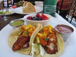 Mix the avocado, tomato, corn, green onion and lime juice in a small mixing bowl and then season to taste with salt and pepper. Blackened Fish Tacos With A Side Of Fresh Fruit Picture Of Rock N Fish Manhattan Beach Tripadvisor