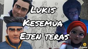 Lukis Kesemua Ejen Teras Ejen Ali Ejen Djin Dayang Ganz Zain Uno Youtube