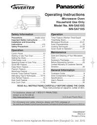 Your microwave oven is a cooking appliance and you should use as much care as you use with a stove or any other. Panasonic Inverter Nn Sa610s Operating Instructions Manual Pdf Download Manualslib
