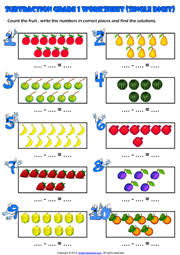 A single exercise is given on each worksheet. Grade 1 Subtraction Printable Maths Worksheets And Exercises