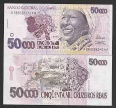The first official currency of brazil was the real (pronounced ; Brasil 50000 Cruzeiros Reais C240 Fe Cedula Baiana Tchequito R 700 00 Cruzeiro Real Cedulas Brasileiras Moedas Comemorativas
