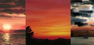 How To Paint Sunsets In Watercolor Painting Techniques Sunset sky and mountains with forest trees in fog.