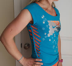 Draw a line with a permanent marker down the side of the shirt. So Much To Make Cut Up Workout T Shirt Tutorial