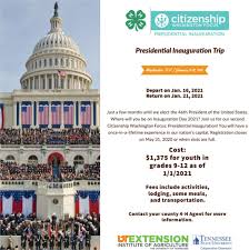 We're livestreaming #inauguration2021 on all our social media accounts — make sure you're subscribed or following. Presidental Inauguration Trip Tennessee 4 H Youth Development