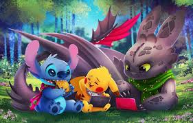 Baby yoda & stitch in 2020 | yoda wallpaper, cute disney. Toothless Stitch And Pikachu Wallpapers Wallpaper Cave