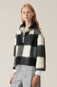 Black And White Checkered Fluffy Jacket Pattern Wool Anorak Egret Anorak Coat Shop Clothes