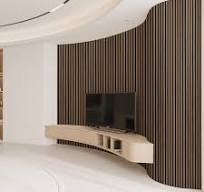 A31701WA02-Art3d Acoustic Wood Slat Wall Panel with Roll-Flat Design - 95.3 x 23.8 Inch Sound Absorbing Panels for Living Room Columns Corridor Curved ...