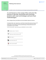 Pdf A Contribution To The Study Of The Cold Wire Tig