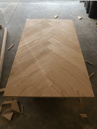 Most builders create picnic tables and benches with materials that they have readily on hand like recycled plywood, wooden pallets, and wood from fallen trees. Herringbone Table Home With Stefani Diy Plans