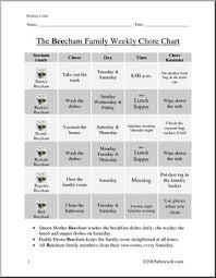 Reading A Chart Beecham Family Chores Abcteach