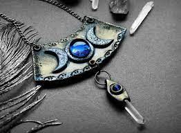 Triple Goddess Necklace Clay Goddes Necklace Pagan Symbol Jewelry Moon Goddess Celtic Amulet Pendan Triple Goddess Necklace Wiccan Pendant Symbolic Jewelry