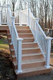 Cedar Deck Stairs With Azek Composite Railing In Mansfield Ct Cedar Deck Deck Stairs Red Cedar Deck