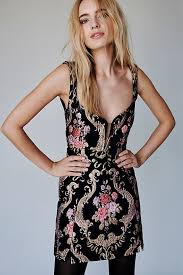 Brocade Tapestry Mini Dress Cocktail Dress Holiday Mini Dress Blue Evening Dresses
