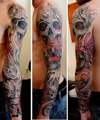 Black And Grey Sleeve With Color Pin On Tattoo