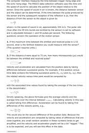The movement of objects can be described using motion graphs and numerical values. Solved This Lab Exercise Concerns Kinematics The Measure Chegg Com