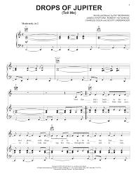 For me, drops of jupiter's lyrics are a metaphor for the process i went through in learning what is precious in life and love, and in learning the difference between what's just sparkly, and what's real. Train Drops Of Jupiter Tell Me Sheet Music Pdf Notes Chords Rock Score Flute Solo Download Printable Sku 165651