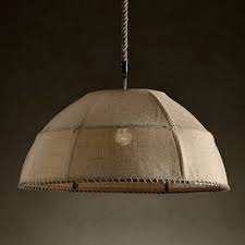 Natural Linen Shade Wire Framed Single Head Pendant Light In Rustic Style Beautifulhalo Com