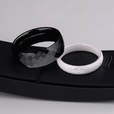 Black and white ring ring gif. Black And White Space Ceramics Couple Rings Black And White Rings Black Rings White Diamond Band