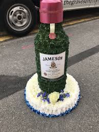3d Jameson Bottle Funeral Tribute Flowers In 2020 Funeral Flower Arrangements Funeral Floral Arrangements Funeral Flowers
