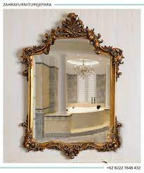 Produk cermin hias ukir mewah ini terbuat dari kayu pilihan yaitu. Cermin Dinding Ukiran Emas Klasik Jual Furniture Murah Cermin Dinding Cermin Dinding