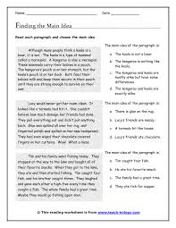 finding the main idea worksheets 99worksheets