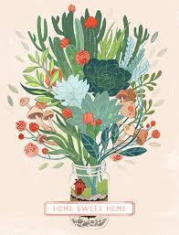 Terrarium Illustration Succulent Cactus Drawing Digital Art Mason Jar Home Sweet Hom Cactus Art Print Art Inspiration Drawing Succulents Illustration