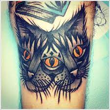 Every kind of kitty cat tattoo, style, cat tattoo design, and placement. 8 Trippy Three Eyed Cat Tattoos Tattoodo