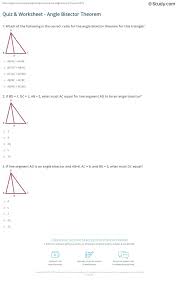 This worksheet explains how to this worksheets explains how to bisect all the angles in a square. Quiz Worksheet Angle Bisector Theorem Study Com