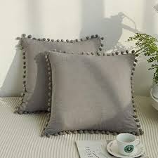 Pottery barn alessandra organic percale euro sham gray. Vida Bohemia Pompom Euro Sham Covers 26x26 Inch Gray Boho Throw Pillow Covers Pack Of 2 Throw Pillow Case Cushion Cover 100 Cotton Grey Pricepulse