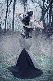 Mermaid Wedding Dress Goth Bridal Gown Unique Gothic Corset Steampunk Couture Dark Dance Custom To Order Petite To Plus Size Gothic Bride Steampunk Wedding Gown Steampunk Wedding