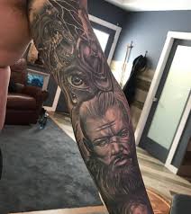 Throwback to this Viking piece I did a few years back. TFL'n •  #throwbackthursday #vikingtattoo #yegtattoo #whaleanchortattoo  #realismtattoo #portraittattoo