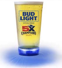 New England Patriots Bud Light Touchdown Glass 5x Champions Blinking Led 24oz Bud Light Glass Light
