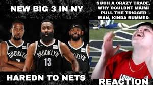 Find the newest brooklyn nets meme. James Harden Traded To Nets1 Big 3 Durant And Kyrie 2020 21 Nba Season Reaction Youtube