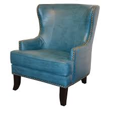 Watson Blue Leather Wingback Armchair Overstock 13344475 Enova home ultra soft stretch fabric wing chair slipcover removable furniture protector wingback slipcovers wing back armchair covers.