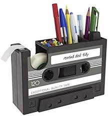 Creatif Pot A Crayons Porte Stylos Forme Cassette Ensemble De Papeterie Retro Multi Fonctionnels Organ Distributeur De Ruban Ensemble De Papeterie Pot A Crayon