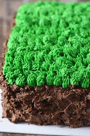 Just good old buttercream, fresh cream, and a banana as the horn. Minecraft Grass Block Cake Without Fondant Adventures Of Mel