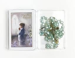 The chain is a ball chain in stainless steel. Holy Communion Gifts Boys Rosary Beads Blue 1st First Prayer Book Set Him Box Buy Online In Montenegro At Montenegro Desertcart Com Productid 66554073