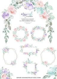 Cartoon unicorn with flowers on a blue background vector image on vectorstock. Watercolor Floral Wreath Frames Clipart Winter Flowers Etsy In 2021 Floral Watercolor Floral Wreath Watercolor Floral Wreath