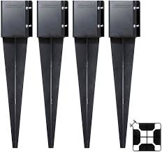 Steel post brackets and hangers come in many designs to support multiple building configurations. Fence Post Anchor Ground Spike Post Support 24 Inch X 3 5 X 3 5 4 Pack Supports Fenceposts Mailbox 4 X 4 Wood Amazon Com