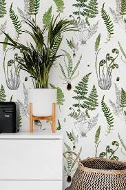 Ferns On White Removable Wallpaper 504 Etsy Botanical Wallpaper Removable Wallpaper Temporary Wallpaper