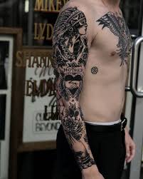 This Sleeve Was Done In 5 Sessions In One Week One Of The Funnest Projects I Ve Done To Traditional Tattoo Sleeve Traditional Black Tattoo Traditional Tattoo