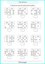 Thousands, hundreds, tens and ones. Grade 1 Tens And Ones Place Value Math School Worksheets For Primary And Elementary Math Education
